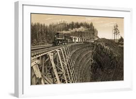 Island Railway Crossing Arbutus Canyon, British Columbia, 1800s-null-Framed Giclee Print