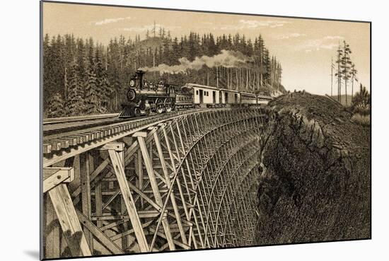 Island Railway Crossing Arbutus Canyon, British Columbia, 1800s-null-Mounted Giclee Print