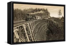 Island Railway Crossing Arbutus Canyon, British Columbia, 1800s-null-Framed Stretched Canvas