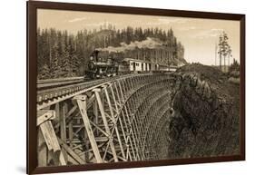 Island Railway Crossing Arbutus Canyon, British Columbia, 1800s-null-Framed Giclee Print