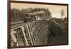 Island Railway Crossing Arbutus Canyon, British Columbia, 1800s-null-Framed Giclee Print