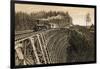 Island Railway Crossing Arbutus Canyon, British Columbia, 1800s-null-Framed Giclee Print