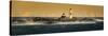 Island with lighthouse in sea at sunset, Vaeroya, Lofoten, Norway-Panoramic Images-Stretched Canvas