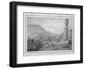 Islanders and Monuments of Easter Island, 1786-Gaspard Duche de Vancy-Framed Giclee Print