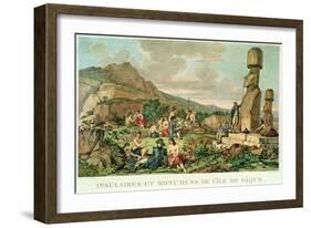 Islanders and Monuments of Easter Island, from the Atlas De Voyage De La Perouse, 1785-88-Gaspard Duche de Vancy-Framed Giclee Print