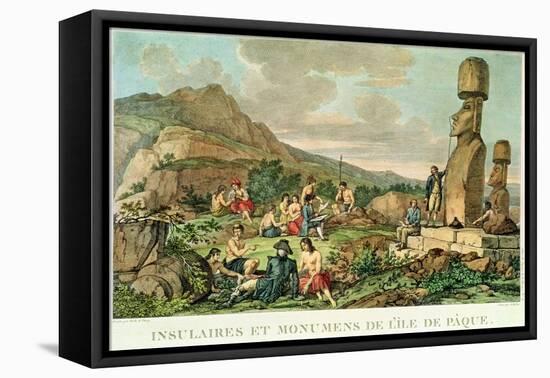 Islanders and Monuments of Easter Island, from the Atlas De Voyage De La Perouse, 1785-88-Gaspard Duche de Vancy-Framed Stretched Canvas