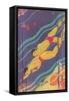 Islanders Swimming-null-Framed Stretched Canvas