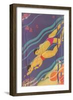 Islanders Swimming-null-Framed Art Print