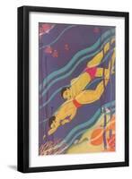 Islanders Swimming-null-Framed Art Print