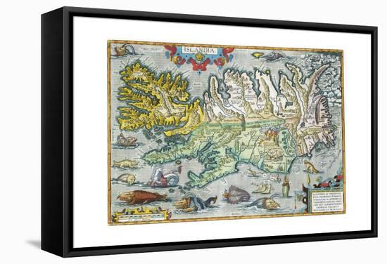 Islandia 16th-Century Map of Iceland-null-Framed Stretched Canvas