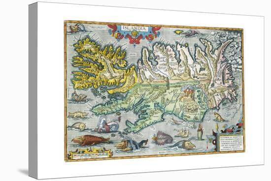 Islandia 16th-Century Map of Iceland-null-Stretched Canvas