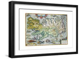 Islandia 16th-Century Map of Iceland-null-Framed Giclee Print