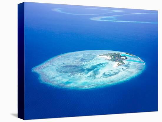 Islands Aerial View, Beautiful Blue Sea around Maldives Islands, Beauty of Nature, Exotic Tourism,-Anna Omelchenko-Stretched Canvas