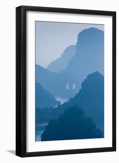 Islands and boats in the Pacific Ocean, Ha Long Bay, Quang Ninh Province, Vietnam-null-Framed Premium Photographic Print