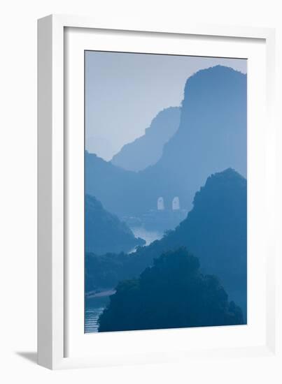 Islands and boats in the Pacific Ocean, Ha Long Bay, Quang Ninh Province, Vietnam-null-Framed Premium Photographic Print