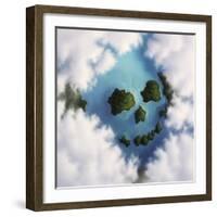 Islands Framed by Clouds Forming a Skull-null-Framed Art Print