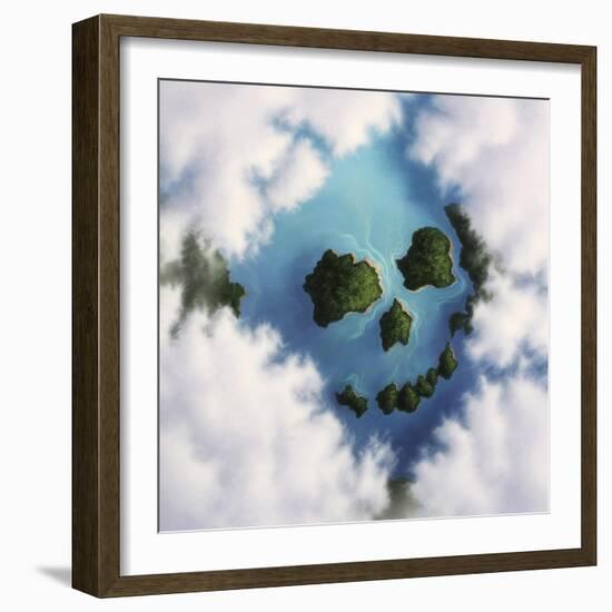 Islands Framed by Clouds Forming a Skull-null-Framed Art Print