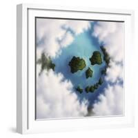 Islands Framed by Clouds Forming a Skull-null-Framed Art Print