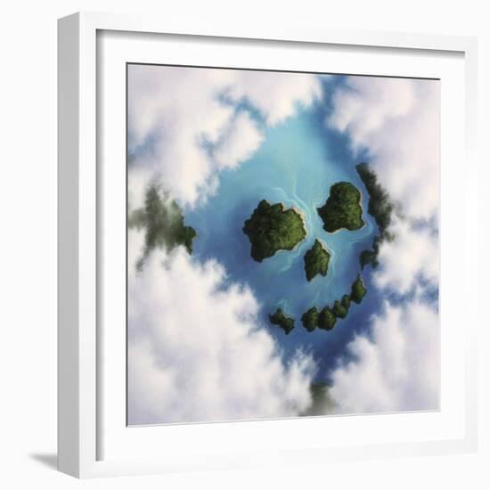 Islands Framed by Clouds Forming a Skull-null-Framed Art Print