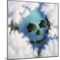 Islands Framed by Clouds Forming a Skull-null-Mounted Art Print