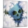 Islands Framed by Clouds Forming a Skull-null-Mounted Art Print