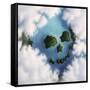 Islands Framed by Clouds Forming a Skull-null-Framed Stretched Canvas