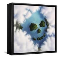 Islands Framed by Clouds Forming a Skull-null-Framed Stretched Canvas