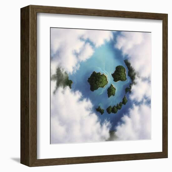 Islands Framed by Clouds Forming a Skull-null-Framed Art Print