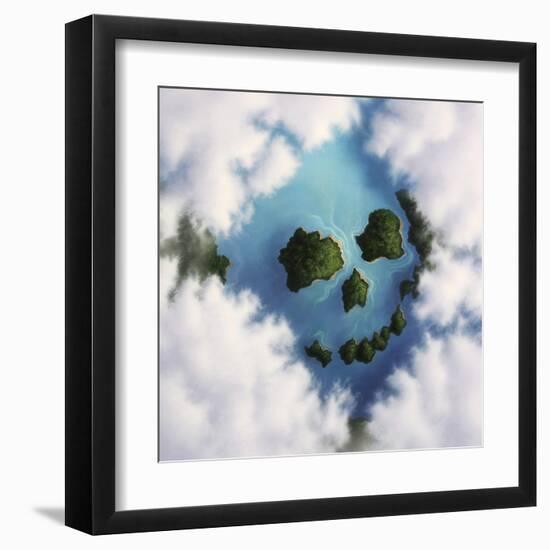 Islands Framed by Clouds Forming a Skull-null-Framed Art Print