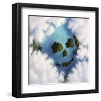 Islands Framed by Clouds Forming a Skull-null-Framed Art Print