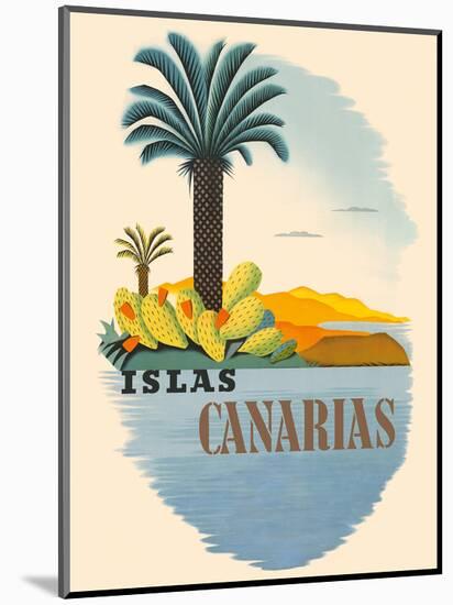 Islas Canarias (Canary Islands) - Palm Trees and Cactus-Pacifica Island Art-Mounted Art Print