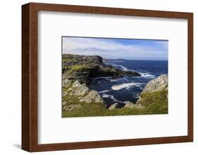 Isle of Fethaland, frothy sea, dramatic coast, view South to Isle of Uyea, North Roe, Scotland-Eleanor Scriven-Framed Photographic Print