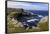 Isle of Fethaland, frothy sea, dramatic coast, view South to Isle of Uyea, North Roe, Scotland-Eleanor Scriven-Framed Stretched Canvas