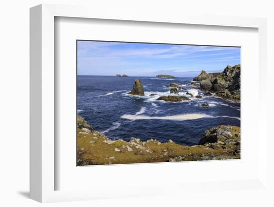 Isle of Fethaland, frothy sea, stacks, cliffs, Isle of Gruney, Scotland-Eleanor Scriven-Framed Photographic Print