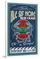 Isle of Hope, Georgia - Blue Crabs-Lantern Press-Framed Art Print
