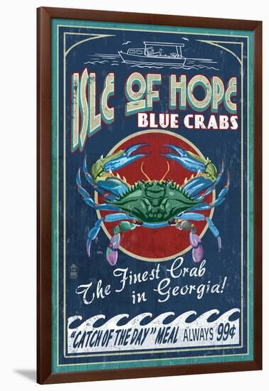 Isle of Hope, Georgia - Blue Crabs-Lantern Press-Framed Art Print