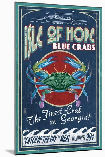 Isle of Hope, Georgia - Blue Crabs-Lantern Press-Mounted Art Print