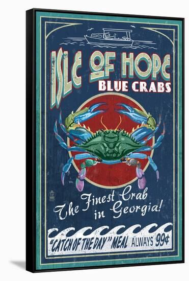 Isle of Hope, Georgia - Blue Crabs-Lantern Press-Framed Stretched Canvas