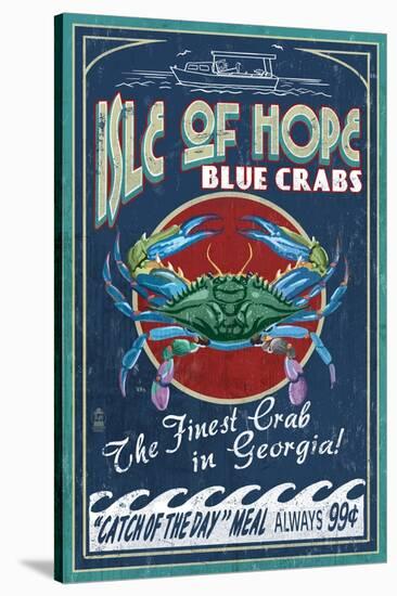 Isle of Hope, Georgia - Blue Crabs-Lantern Press-Stretched Canvas