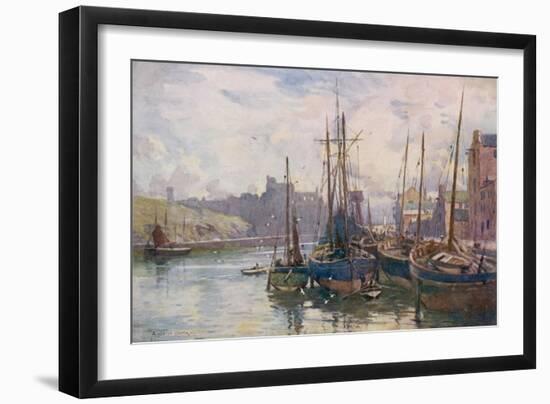 Isle of Man: Peel Harbour, with the Castle in the Background-null-Framed Art Print