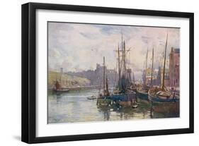 Isle of Man: Peel Harbour, with the Castle in the Background-null-Framed Art Print