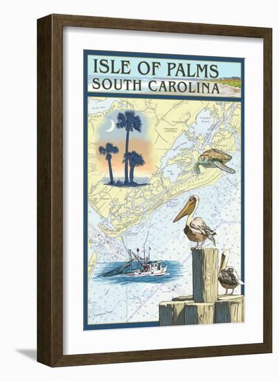 Isle of Palms, South Carolina - Nautical Chart-Lantern Press-Framed Art Print