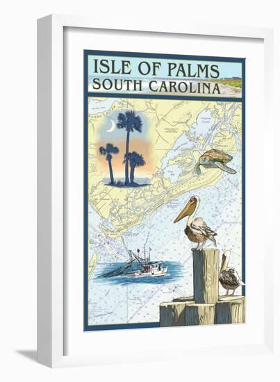 Isle of Palms, South Carolina - Nautical Chart-Lantern Press-Framed Art Print