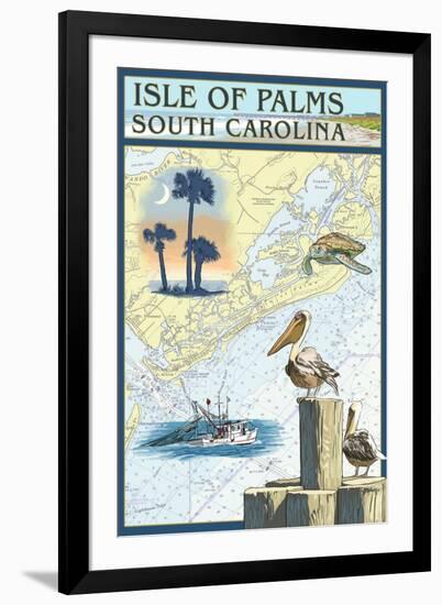 Isle of Palms, South Carolina - Nautical Chart-Lantern Press-Framed Art Print