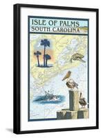 Isle of Palms, South Carolina - Nautical Chart-Lantern Press-Framed Art Print