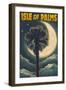 Isle of Palms, South Carolina - Palmetto Moon and Palm-Lantern Press-Framed Art Print