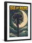 Isle of Palms, South Carolina - Palmetto Moon and Palm-Lantern Press-Framed Art Print