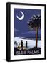 Isle of Palms, South Carolina - Palmetto Moon-Lantern Press-Framed Art Print