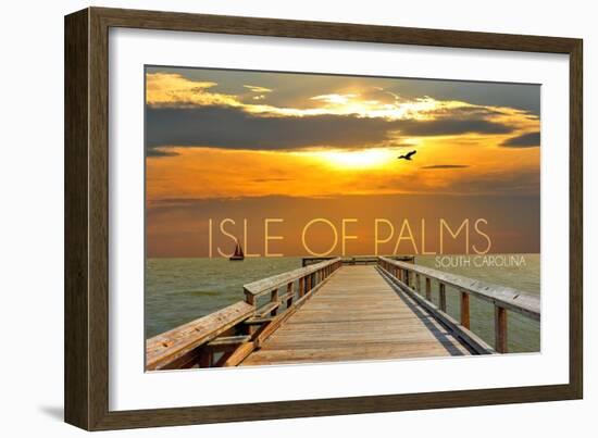 Isle of Palms, South Carolina - Pier at Sunset-Lantern Press-Framed Art Print