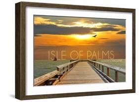 Isle of Palms, South Carolina - Pier at Sunset-Lantern Press-Framed Art Print